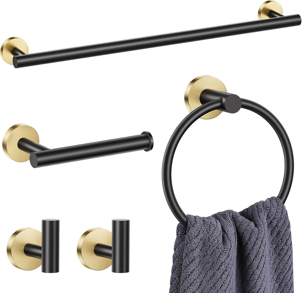 Wall Mounted Stainless Steel Bathroom Hardware Set With Towel Bar