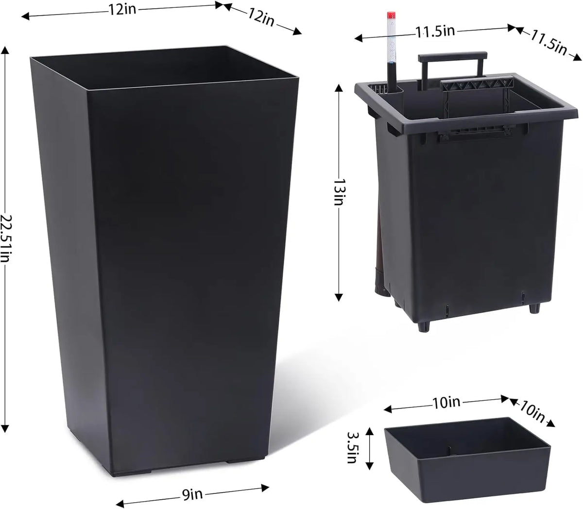 HobbyLane Self-Watering Tapered Planter Set With Shelf Inserts
