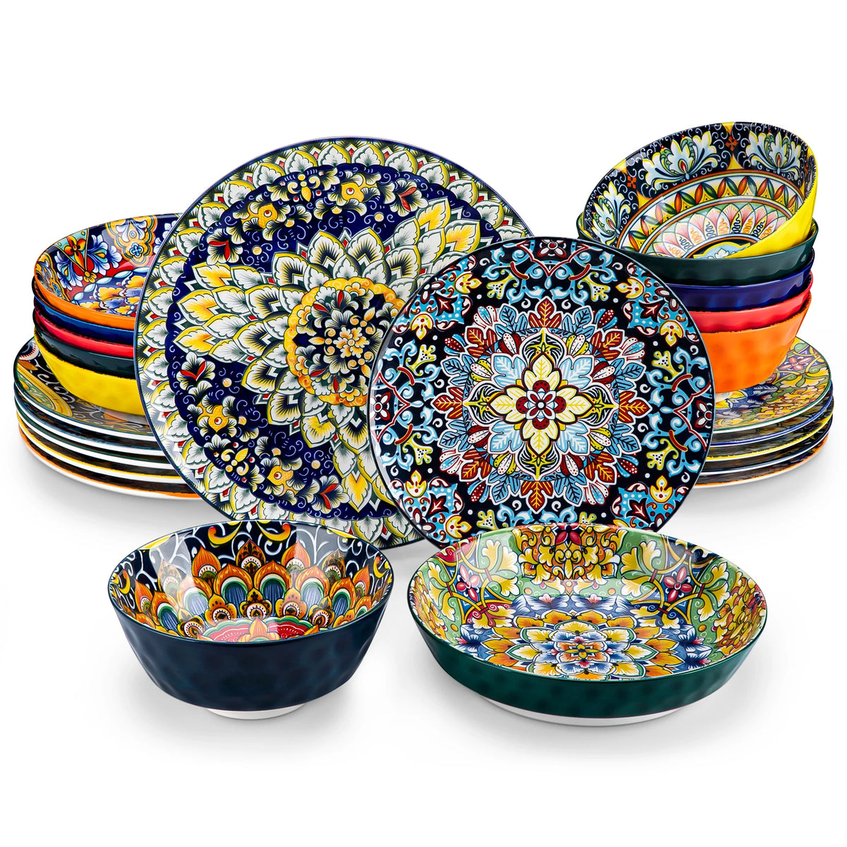 Malacasa Ceramic Bohemian Style Eco Friendly Dinnerware Tableware Set