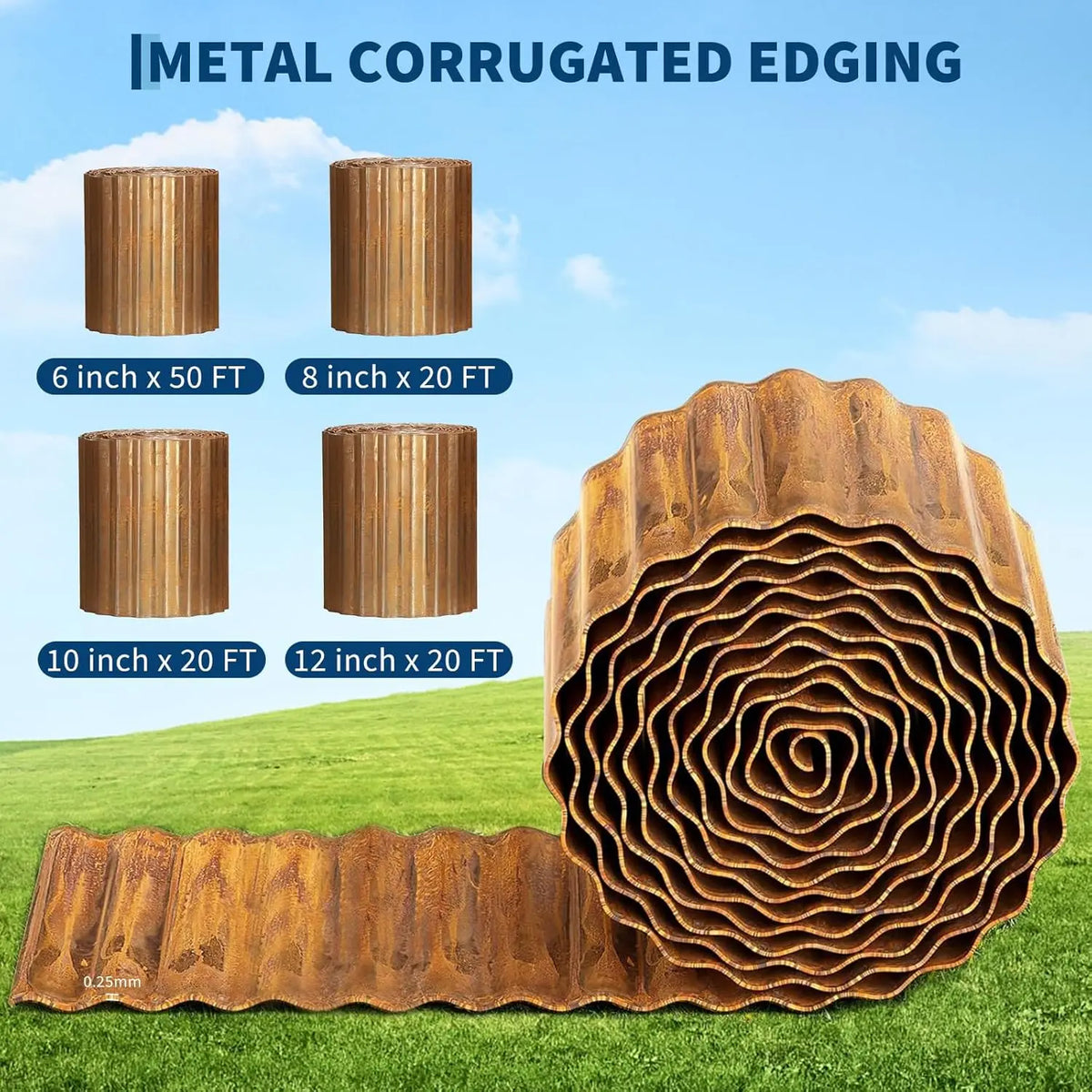 HiMISS Corrugated Galvanized Steel Garden Edging Border