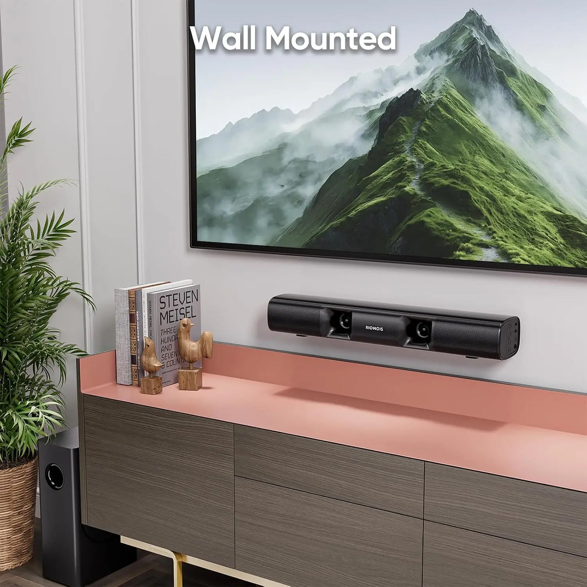Home Theater Soundbar With Subwoofer Bluetooth Optical Audio Connectivity