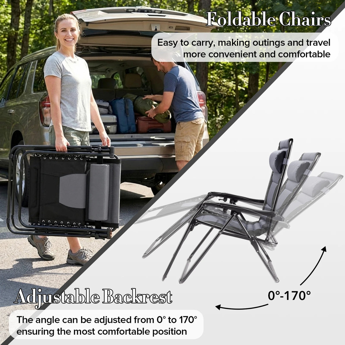 JHK Outdoor Zero Gravity Reclining Lounge Chair With Cup Holder
