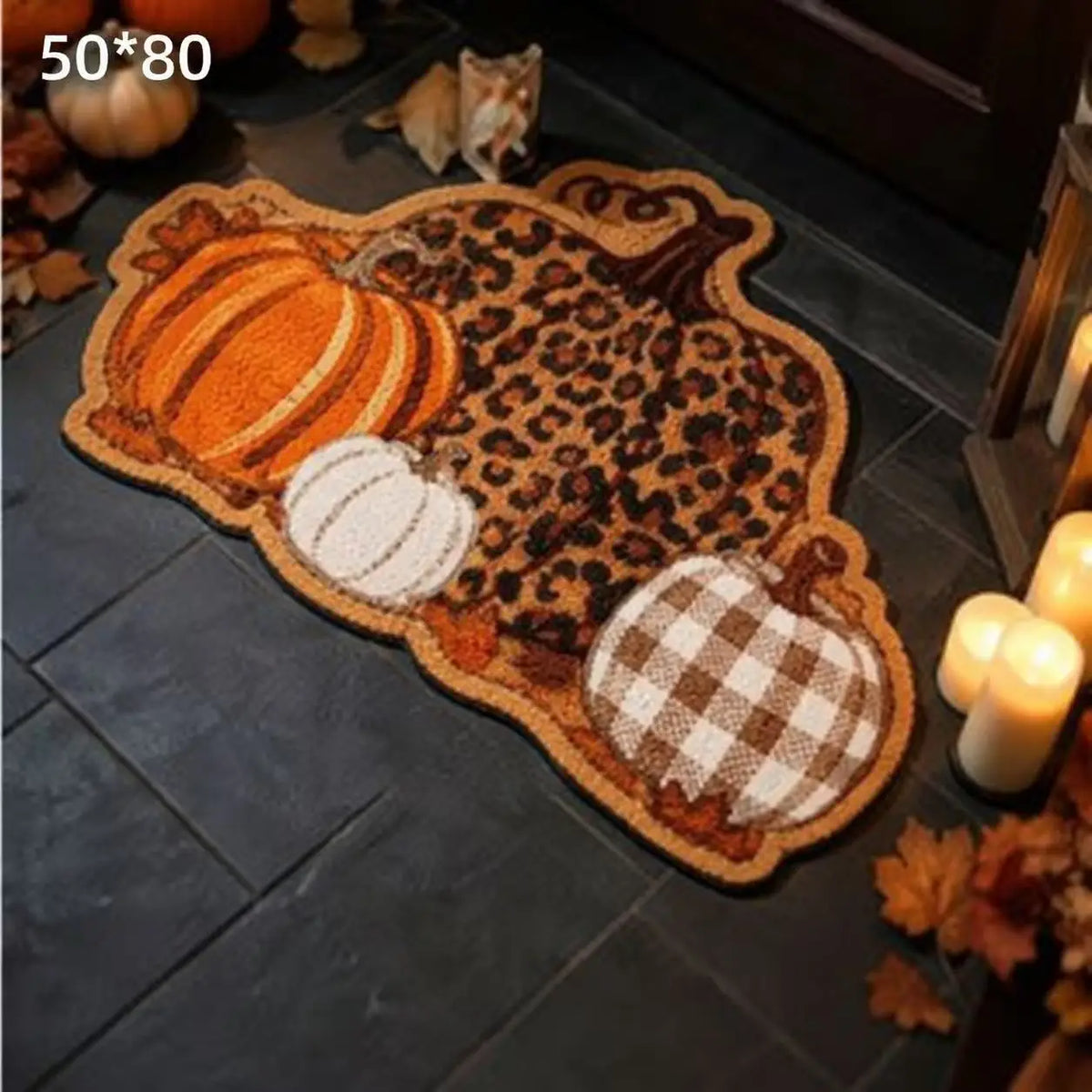 Fall Pumpkin Shaped Non Slip Doormat For Front Door Decoration
