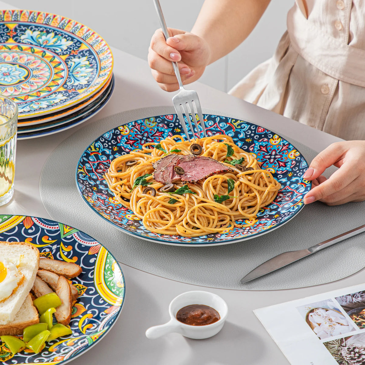 Malacasa Ceramic Bohemian Style Eco Friendly Dinnerware Tableware Set
