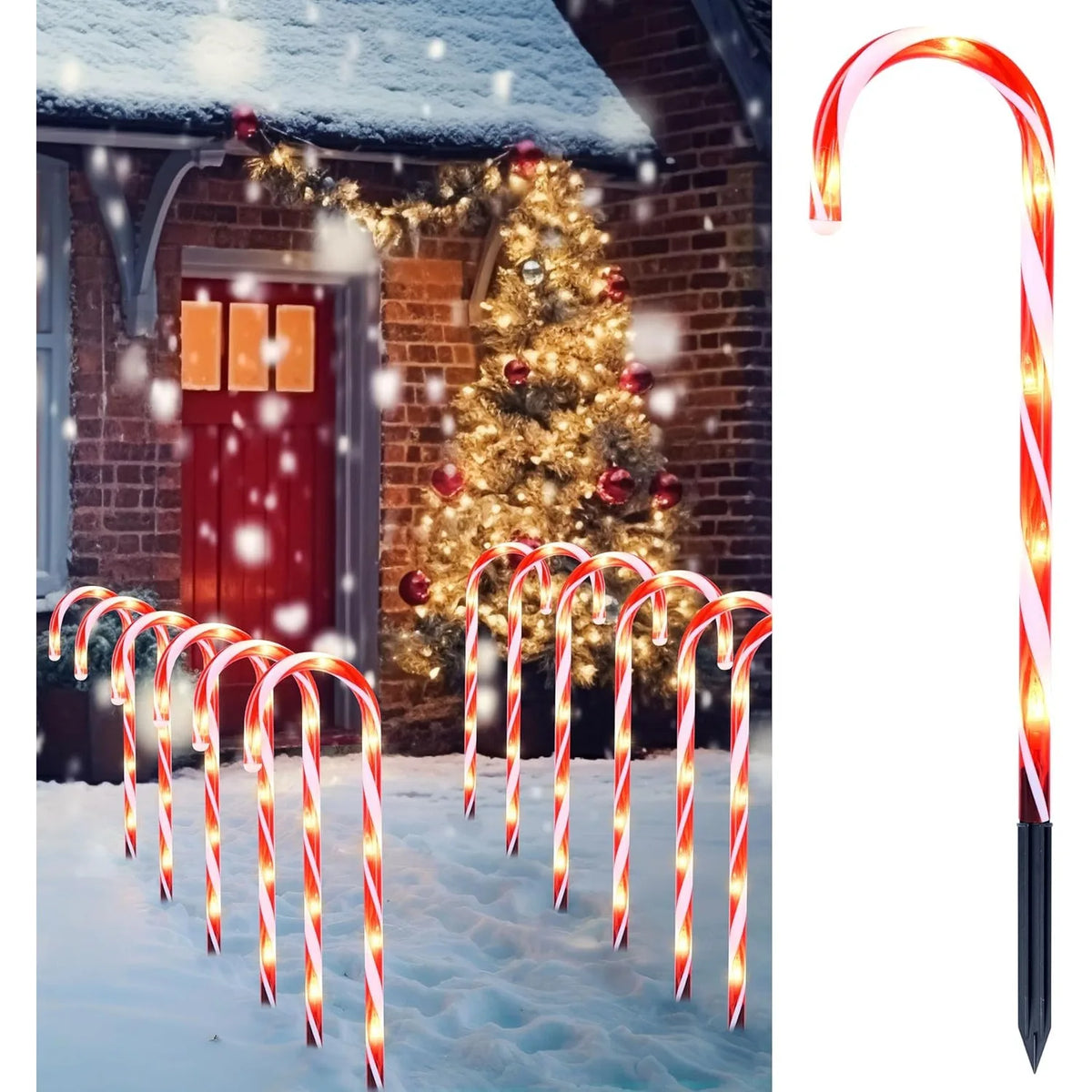 Joyfy Prelit Candy Cane Pathway Markers for Christmas Decorations