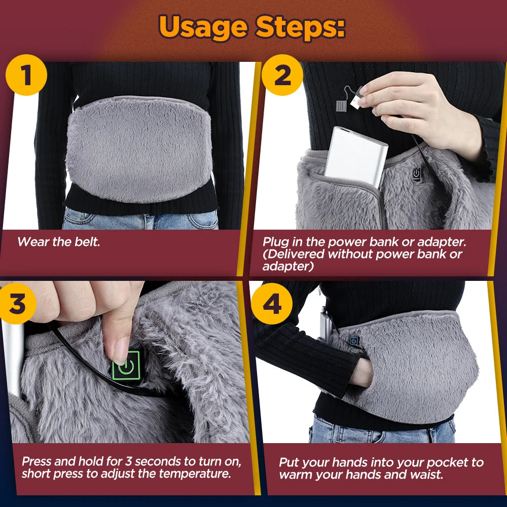 Hailicare Heated Waist Belt for Abdominal and Hand Warmth