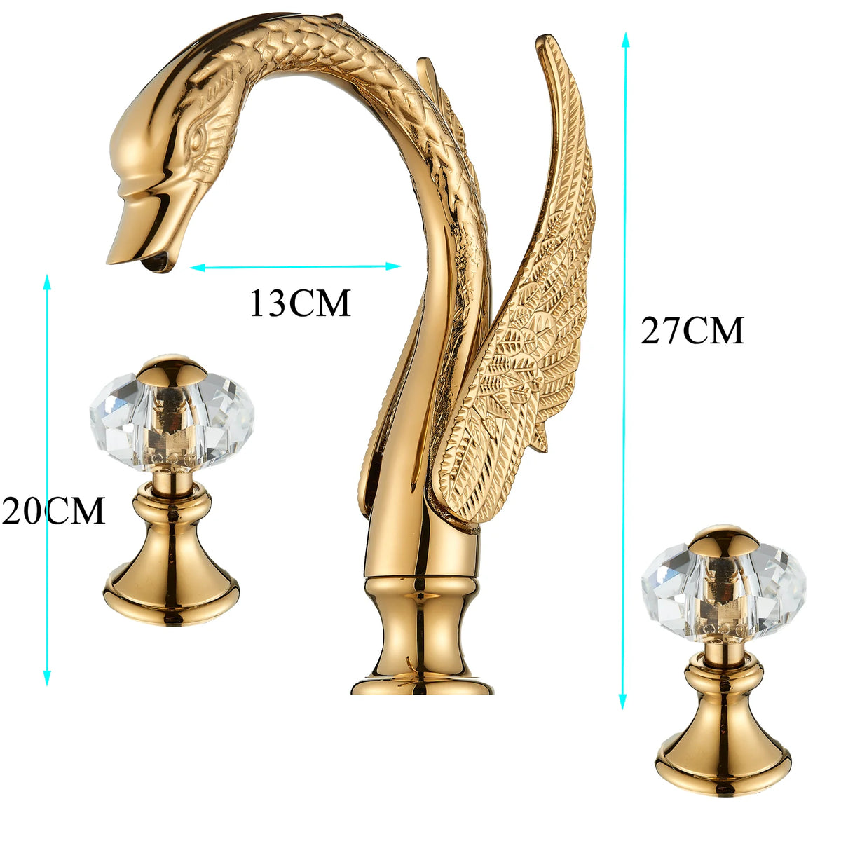 Ulgksd Swan Shape Bathroom Faucet With Crystal Handles