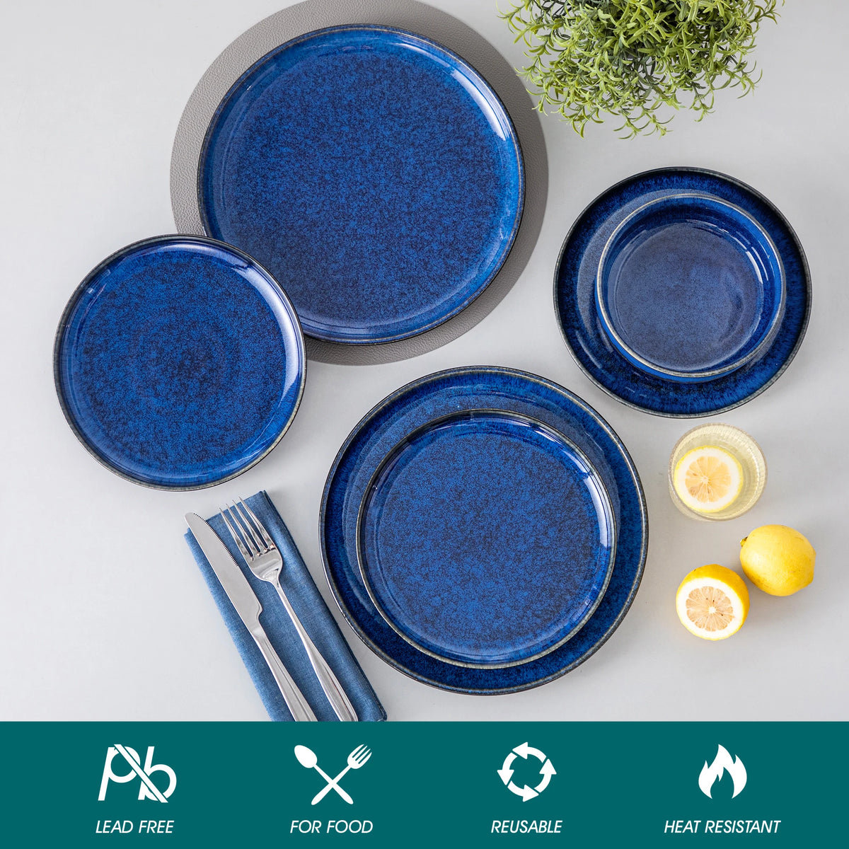 Vancasso Reactive Glaze Stoneware Ceramic Dinnerware Set Collection