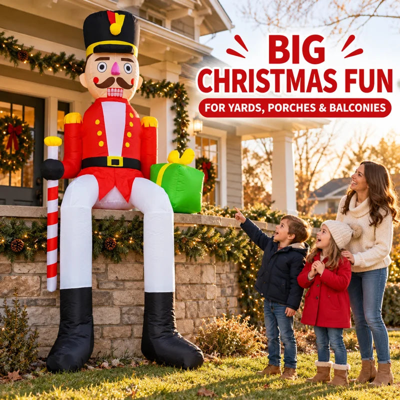 LED Inflatable Nutcracker Soldier Outdoor Yard Decoration With Candy Cane