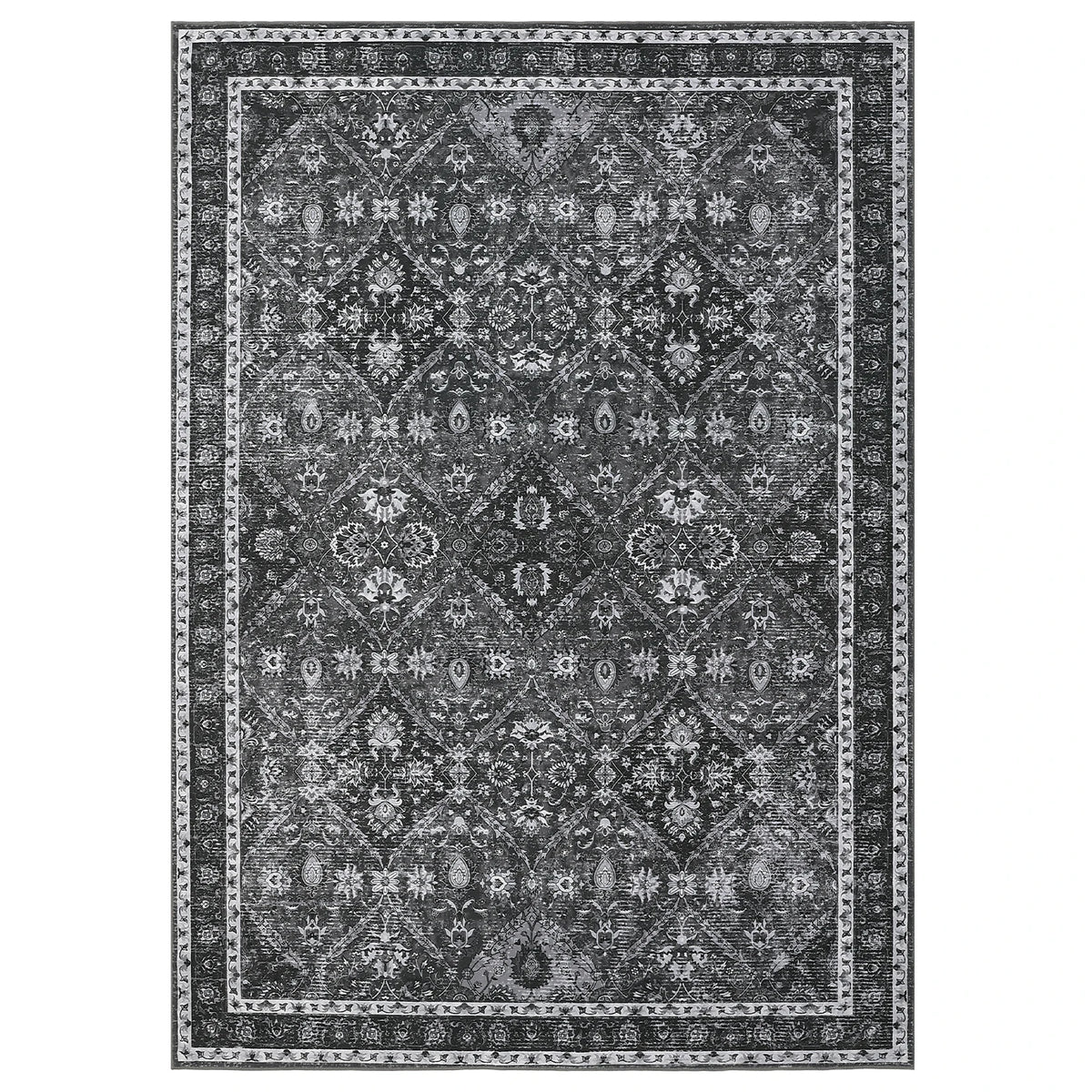 Machine Washable Moroccan Trellis Low Pile Area Rug