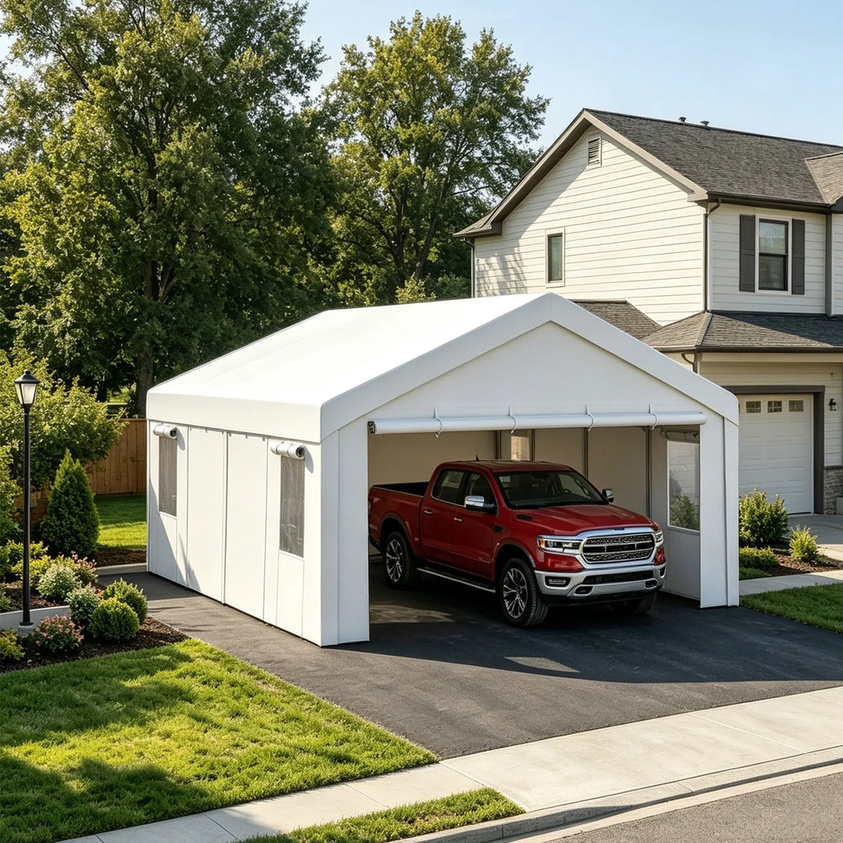 HiMiss Heavy Duty Portable Carport Canopy Shelter With Removable Sidewalls