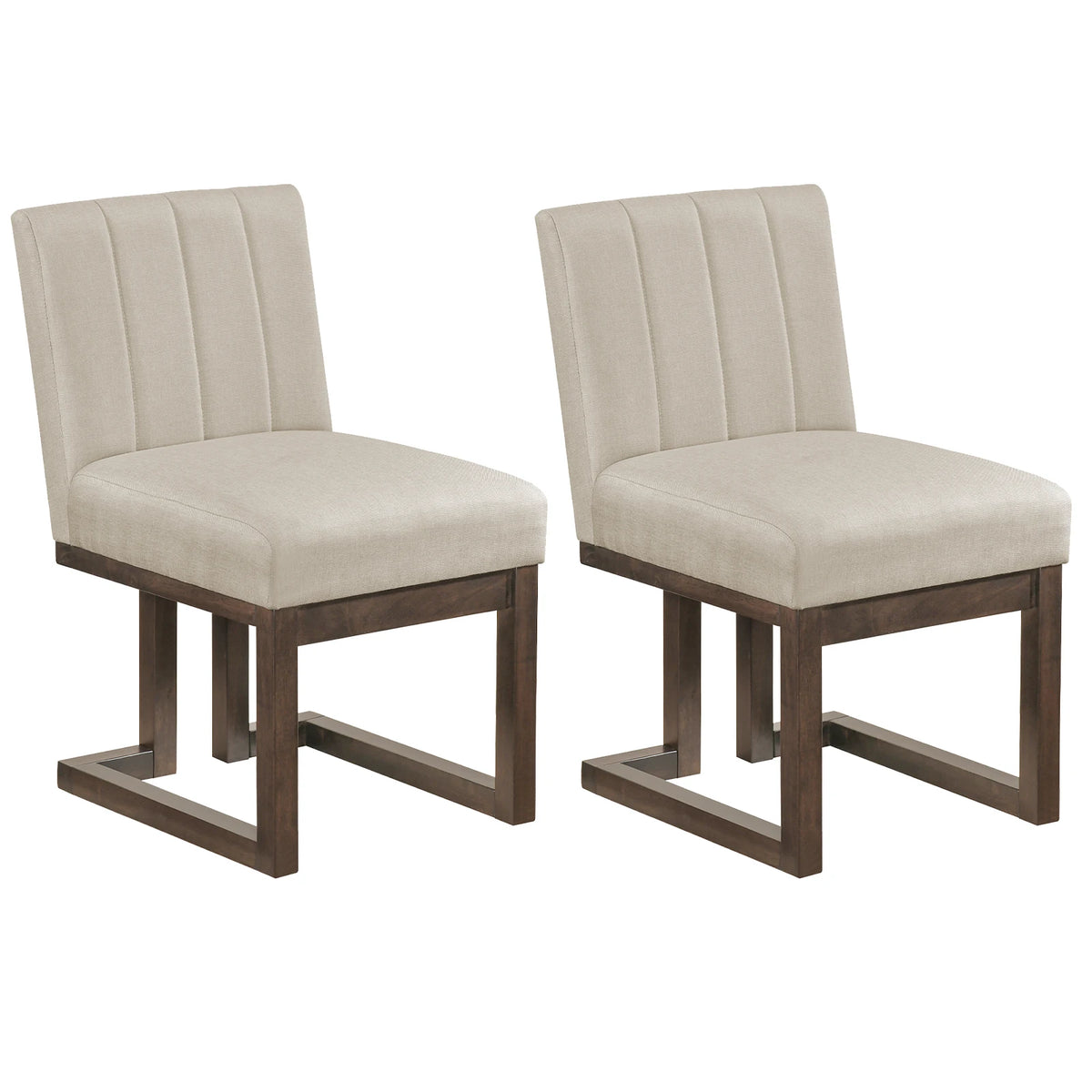 HOMASIS Modern Farmhouse Wooden Dining Chairs With Fabric Upholstery