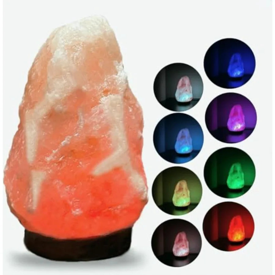 Himalayan Salt Rock Lamp USB Night Light With Wood Base