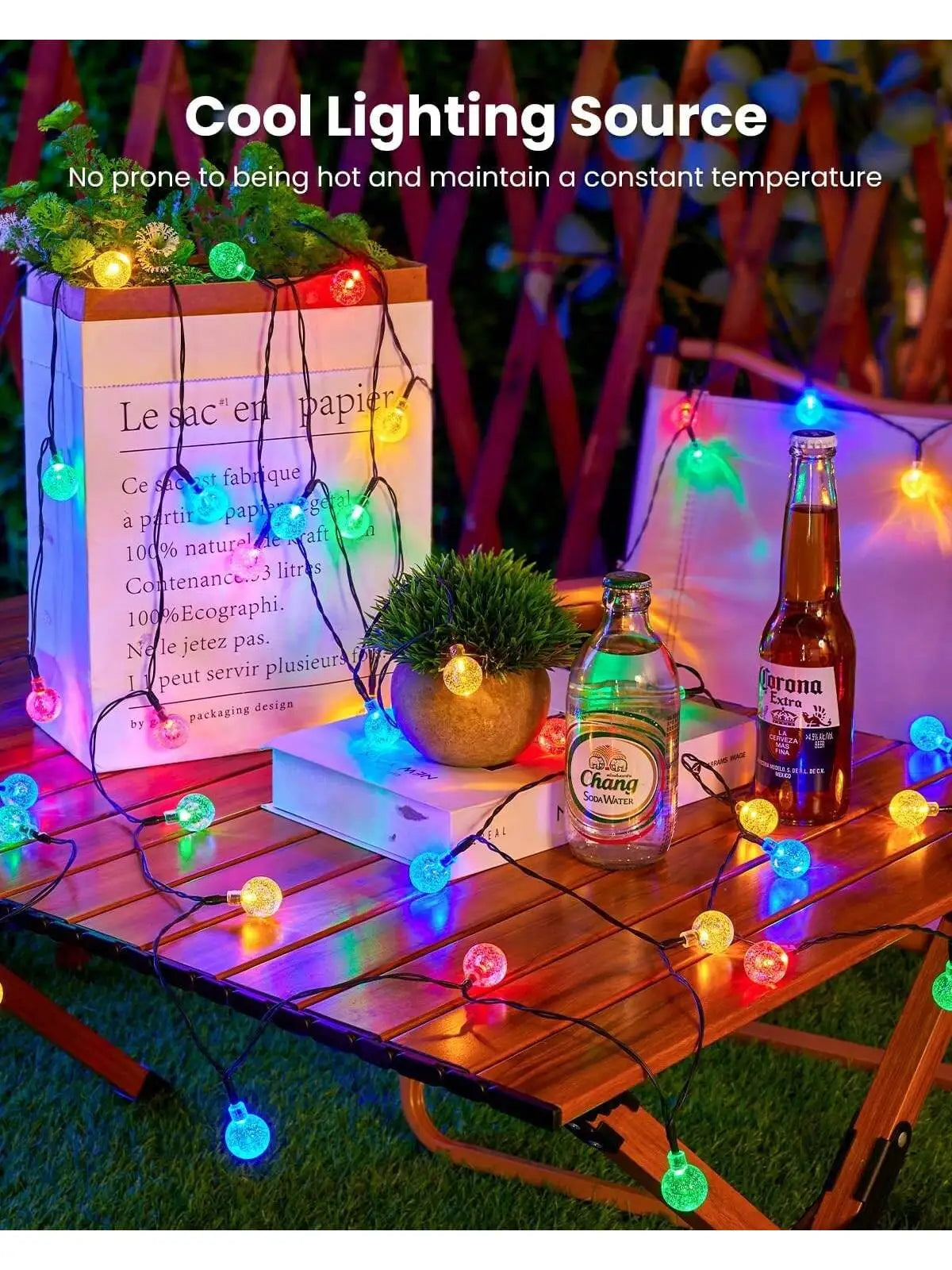 Bhony Waterproof Solar String Lights for Outdoor Garden Decor
