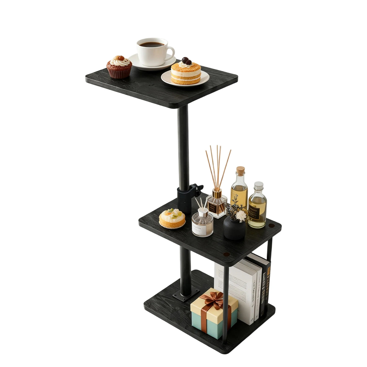 HiMISS Adjustable Swivel Couch Side Table With Storage Shelf