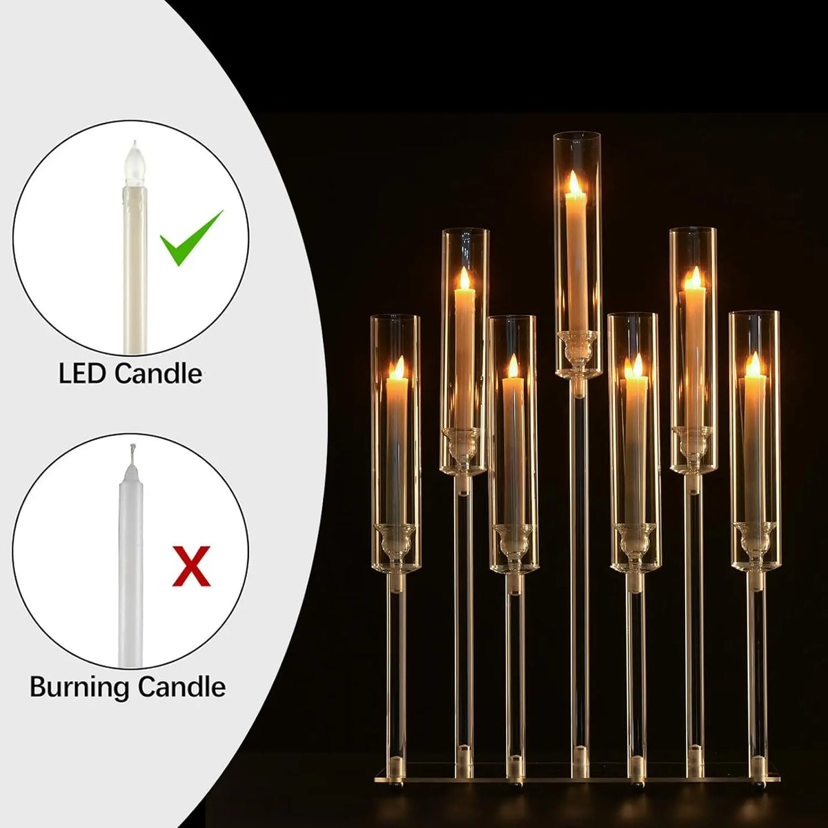 Vincigant Seven Arm Acrylic Candelabra For Elegant Table Decor