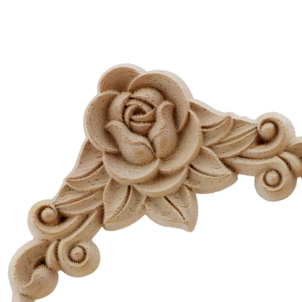 Natural Floral Wooden Carved Corner Appliques For Furniture