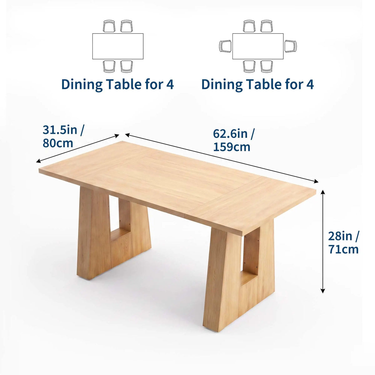 HiMiss Modern Wooden Rectangular Dining Room Table