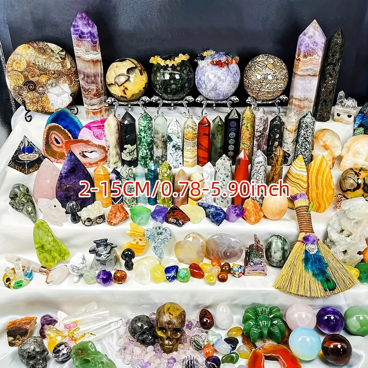 CrystalHola Mixed Crystal Gift Box Featuring Stones Carvings And Decor