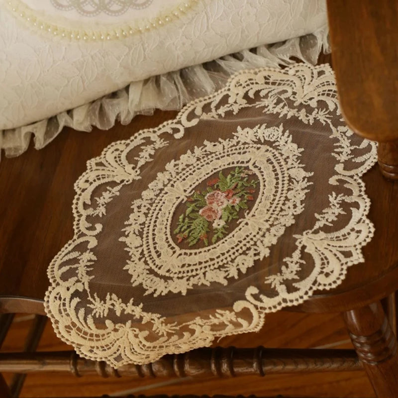 French Style Retro Lace Placemats And Coasters For Dining Table