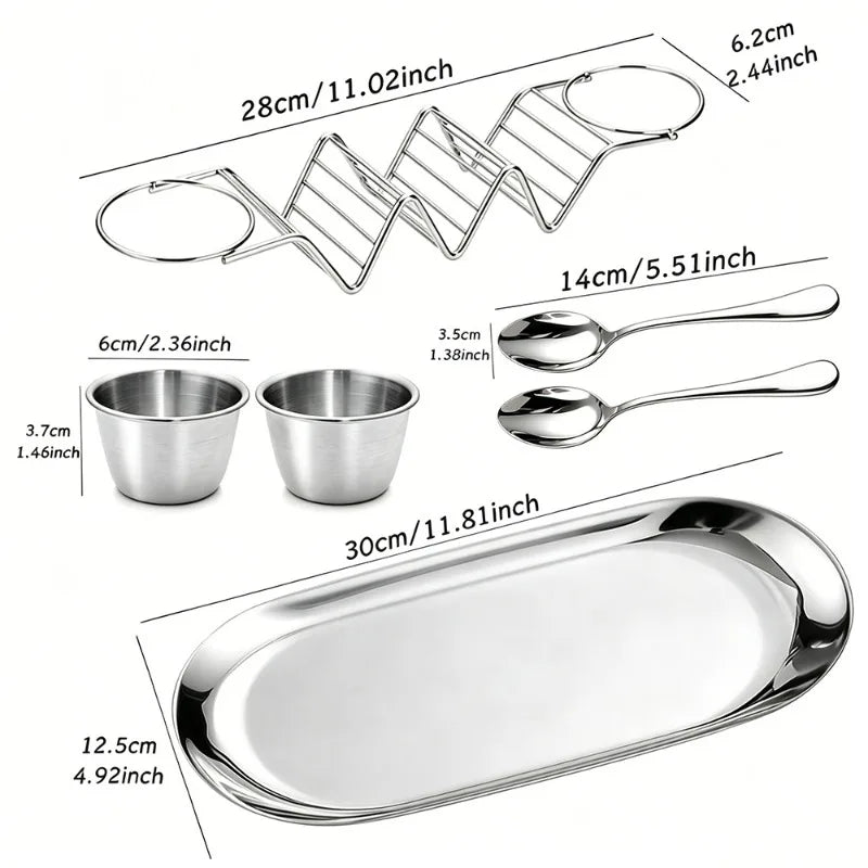 Stainless Steel Taco Serving Utensil Set With Dressing Cups