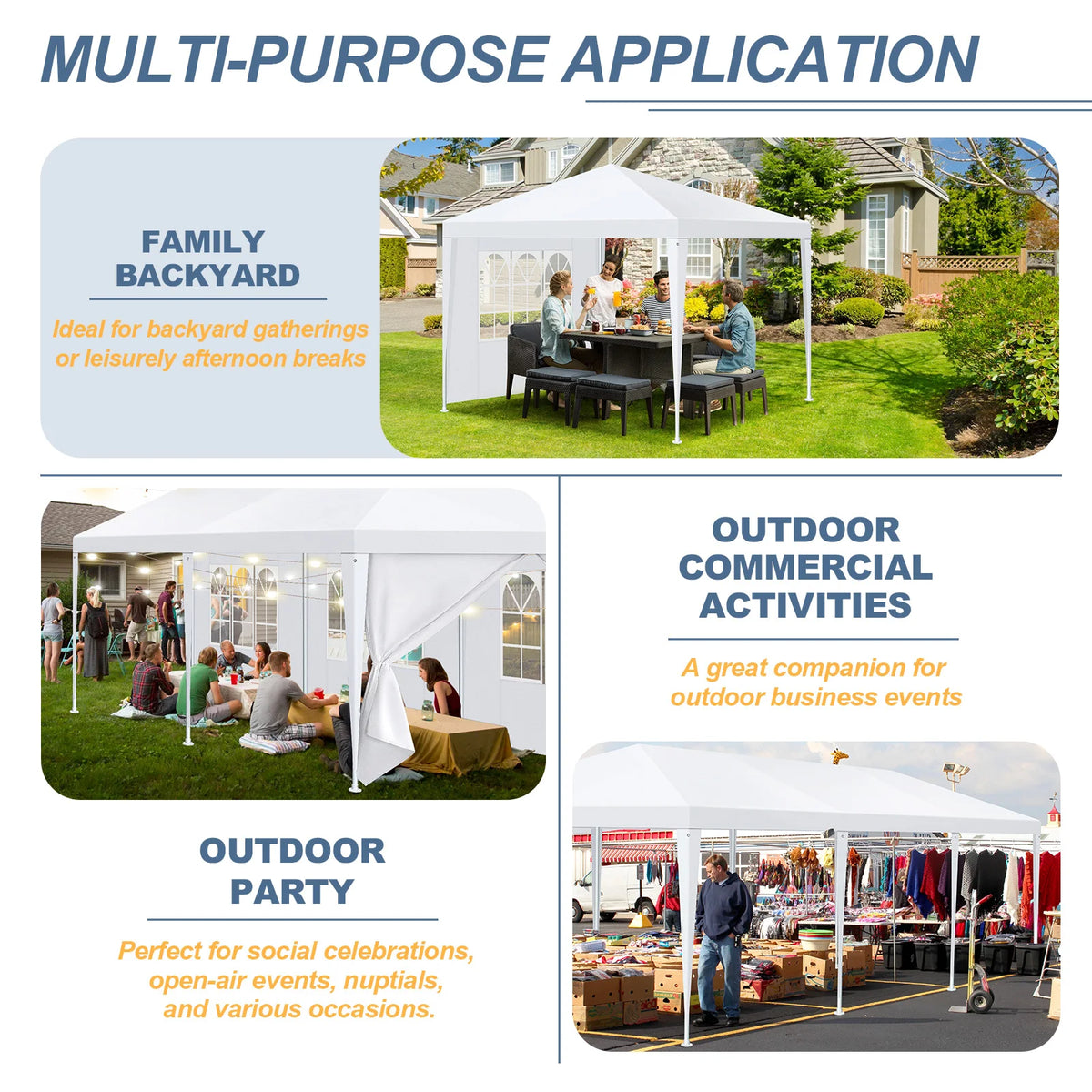 Tooluck Heavy Duty Party Canopy With Removable Sidewalls