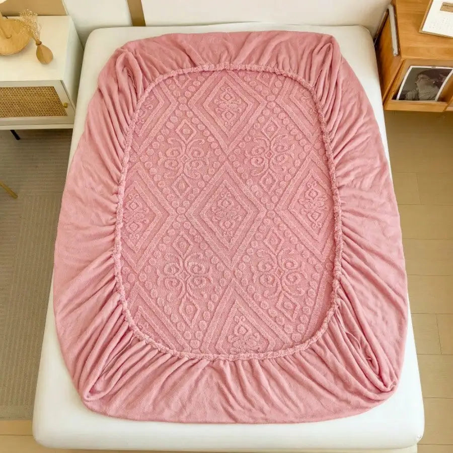 Vintage European Floral Velvet Fitted Sheet With Deep Pockets