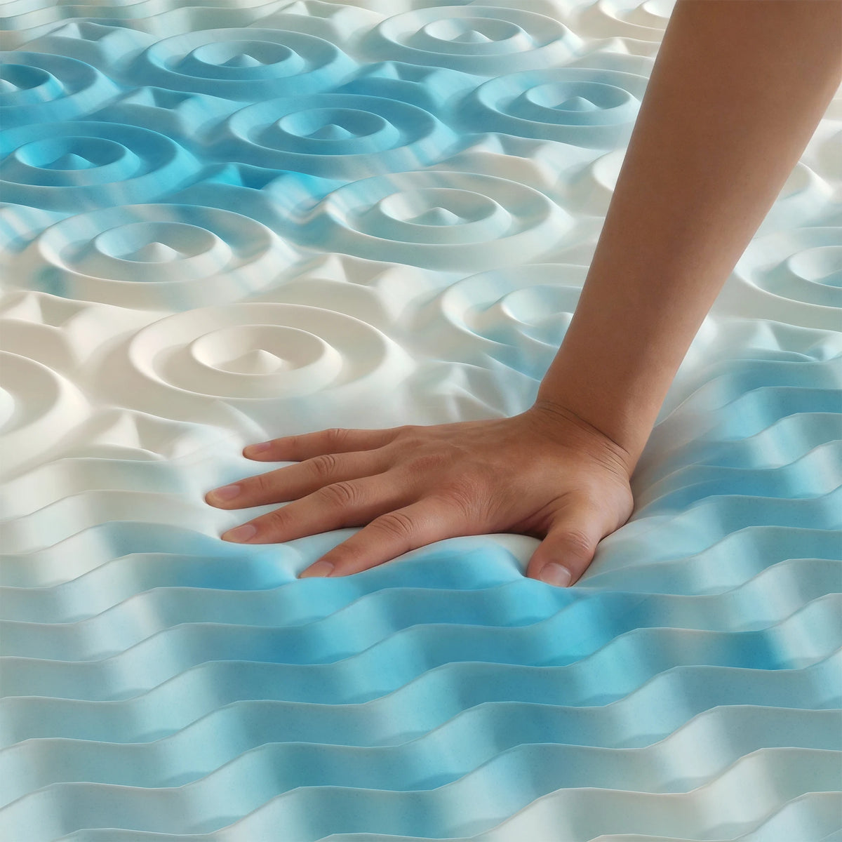 JHK Gel Memory Foam Mattress Topper 5 Zone Relief Cooling