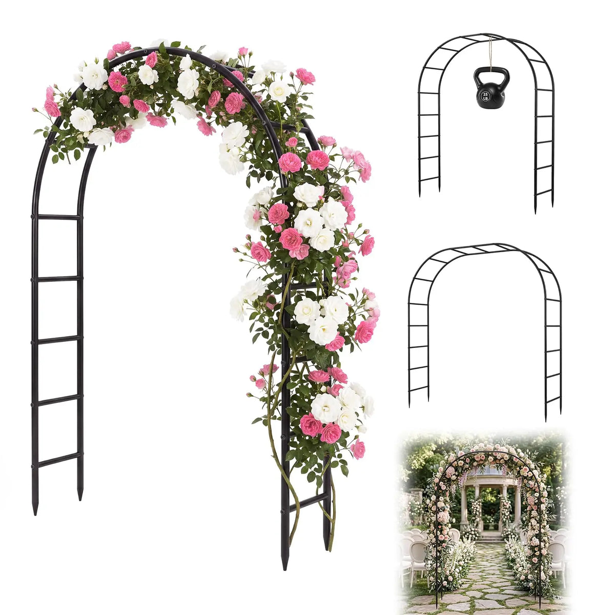 HiMISS Heavy Steel Garden Arch Outdoor Climbing Plant Support