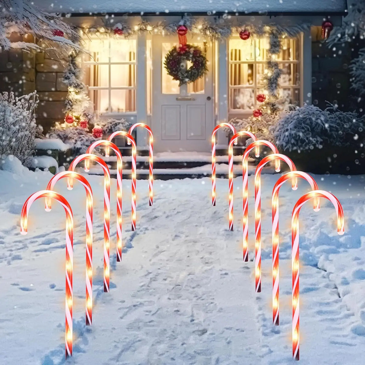 Joyfy Prelit Candy Cane Pathway Markers for Christmas Decorations