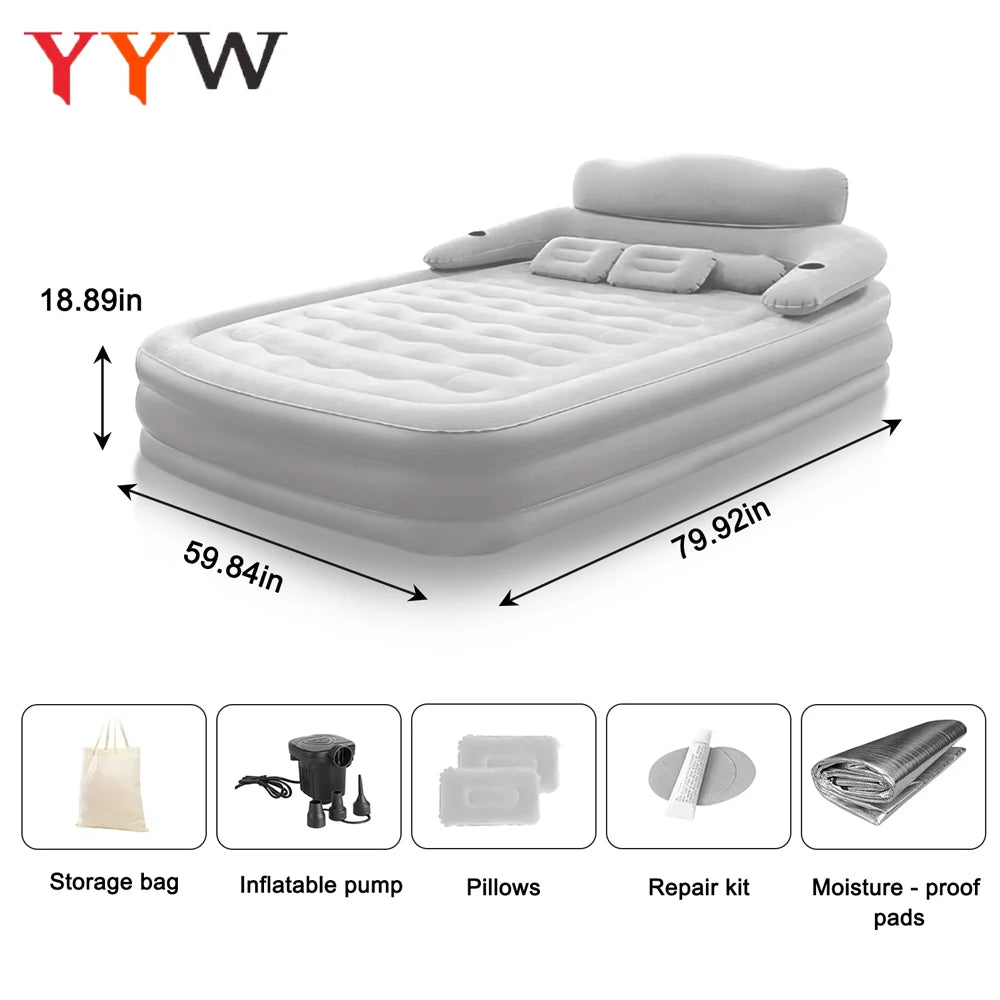 Portable Inflatable Camping Air Mattress for Two People Outdoor Use