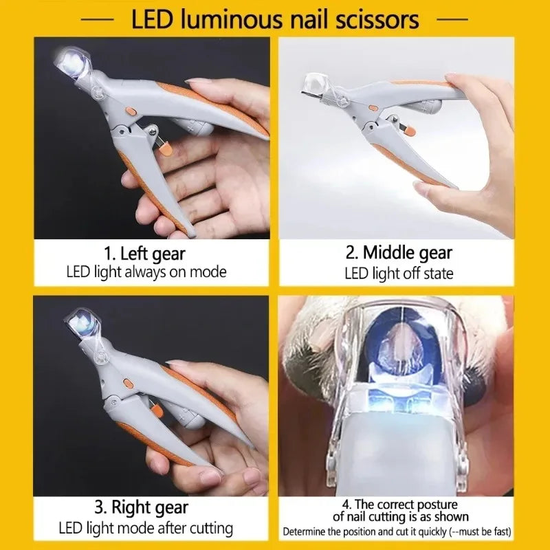 Professional LED Pet Nail Clipper Scissors For Cats And Dogs