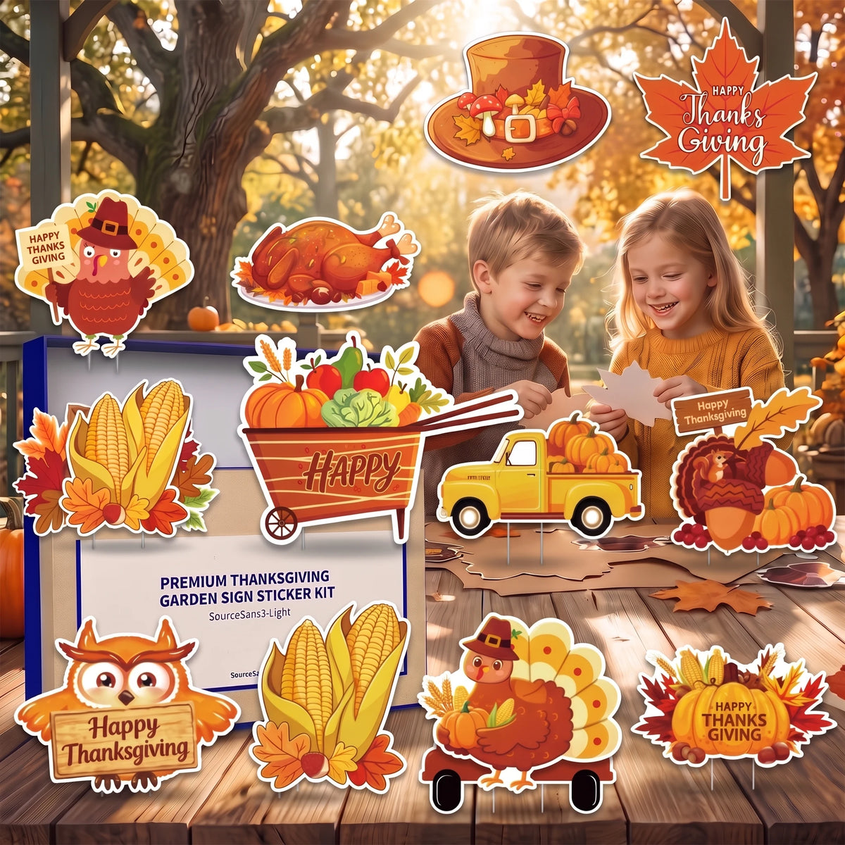 Waterproof Thanksgiving Yard Signs With Stakes For Fall Lawn Decor