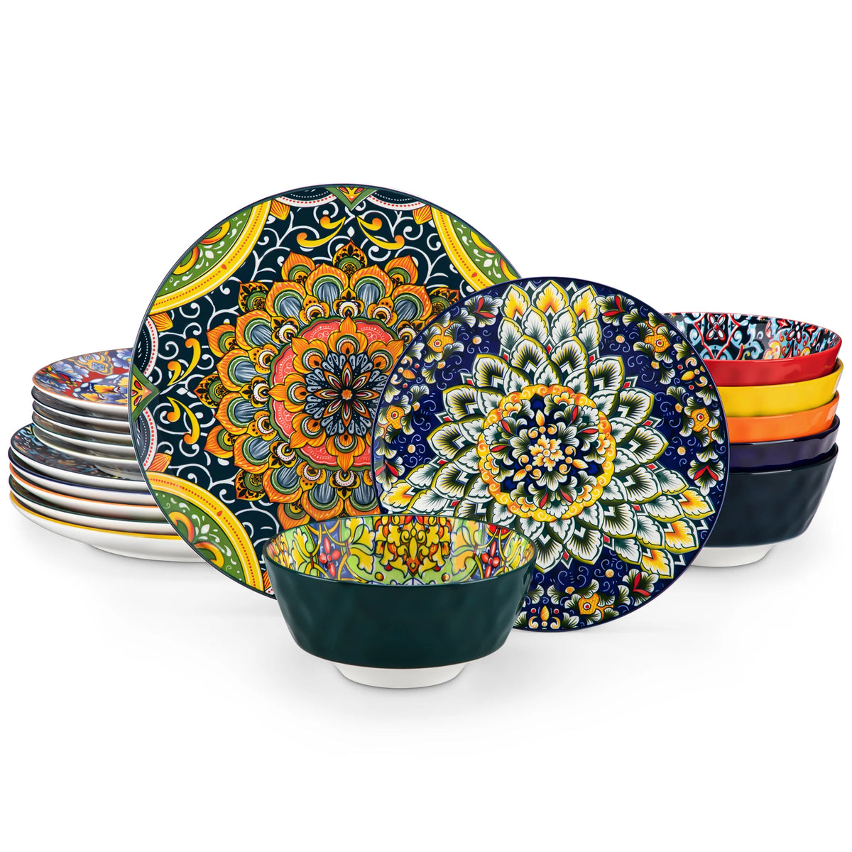 Malacasa Ceramic Bohemian Style Eco Friendly Dinnerware Tableware Set