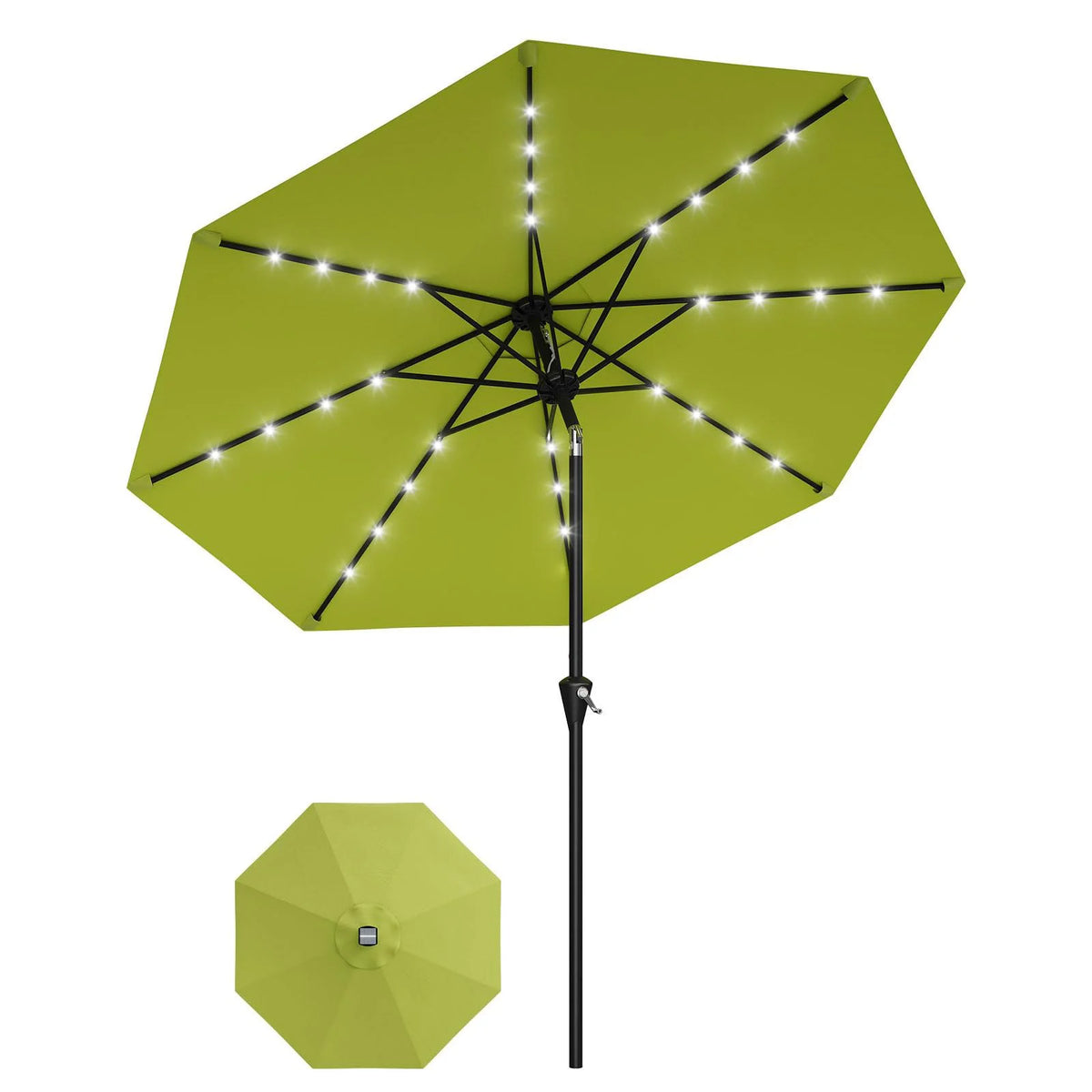 HiMiss Solar Patio Umbrella With LED Lights And UV Protection