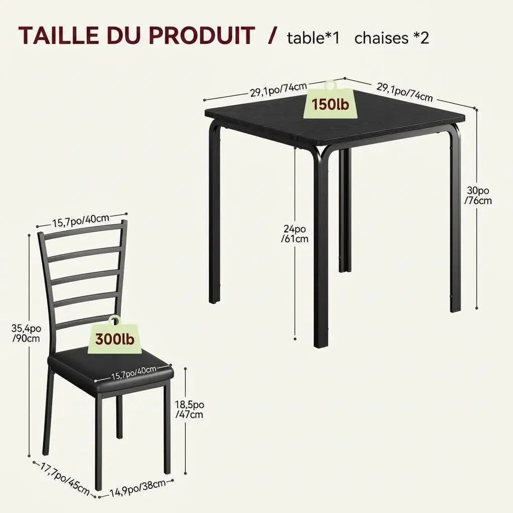 Garvee Modern Space Saving Dining Table Set With Upholstered Chairs