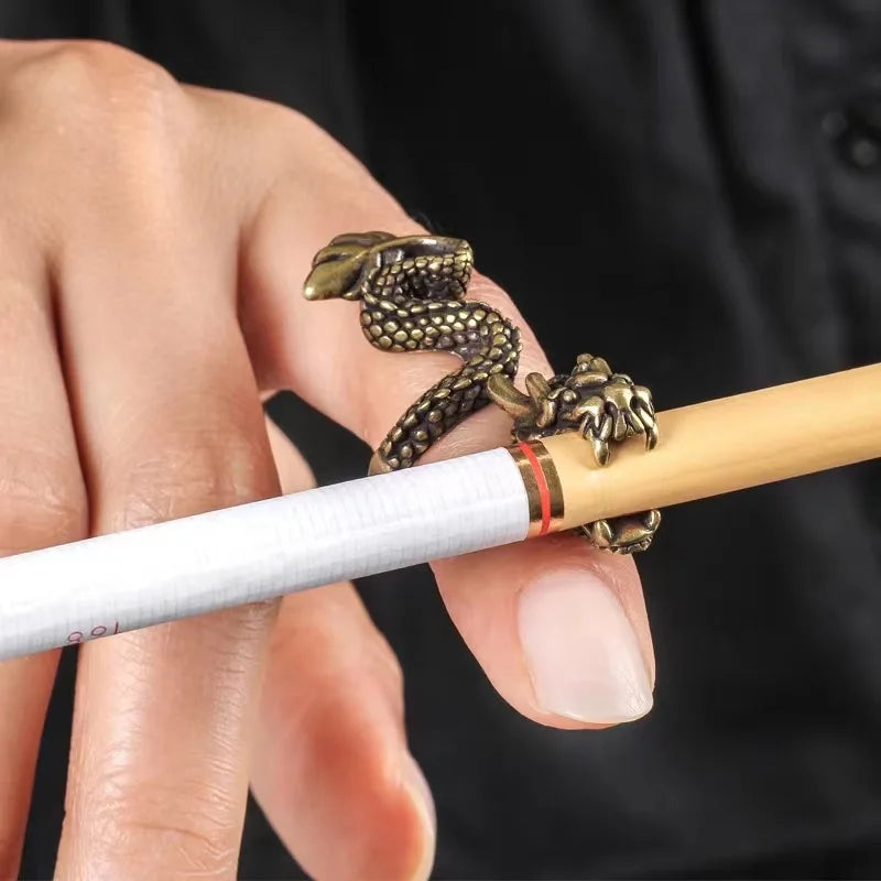 Retro Dragon Cigarette Holder Ring Rack With Adjustable Finger Clip
