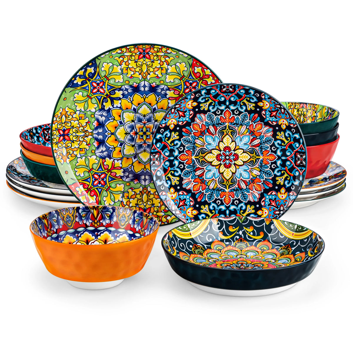 Malacasa Ceramic Bohemian Style Eco Friendly Dinnerware Tableware Set