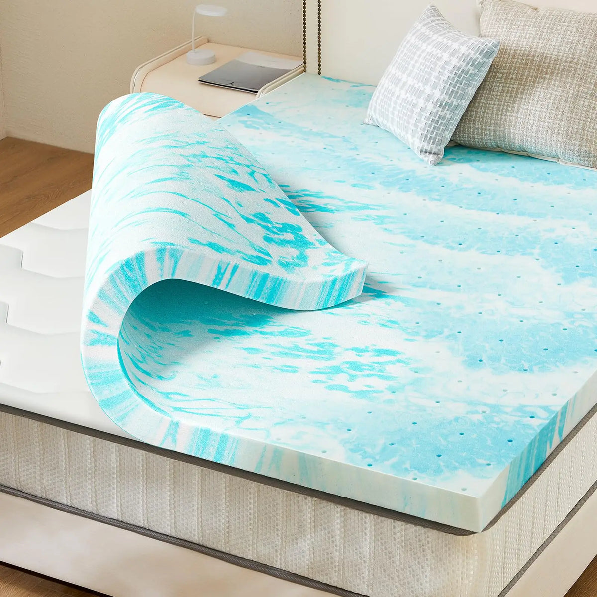 JHK Cooling Gel Memory Foam Mattress Topper for Comfortable Sleep