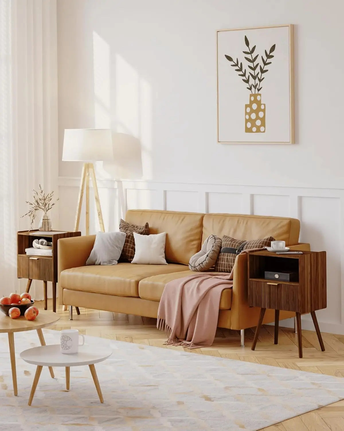Novilla Modern Wood Nightstand With Storage Drawer And Shelf