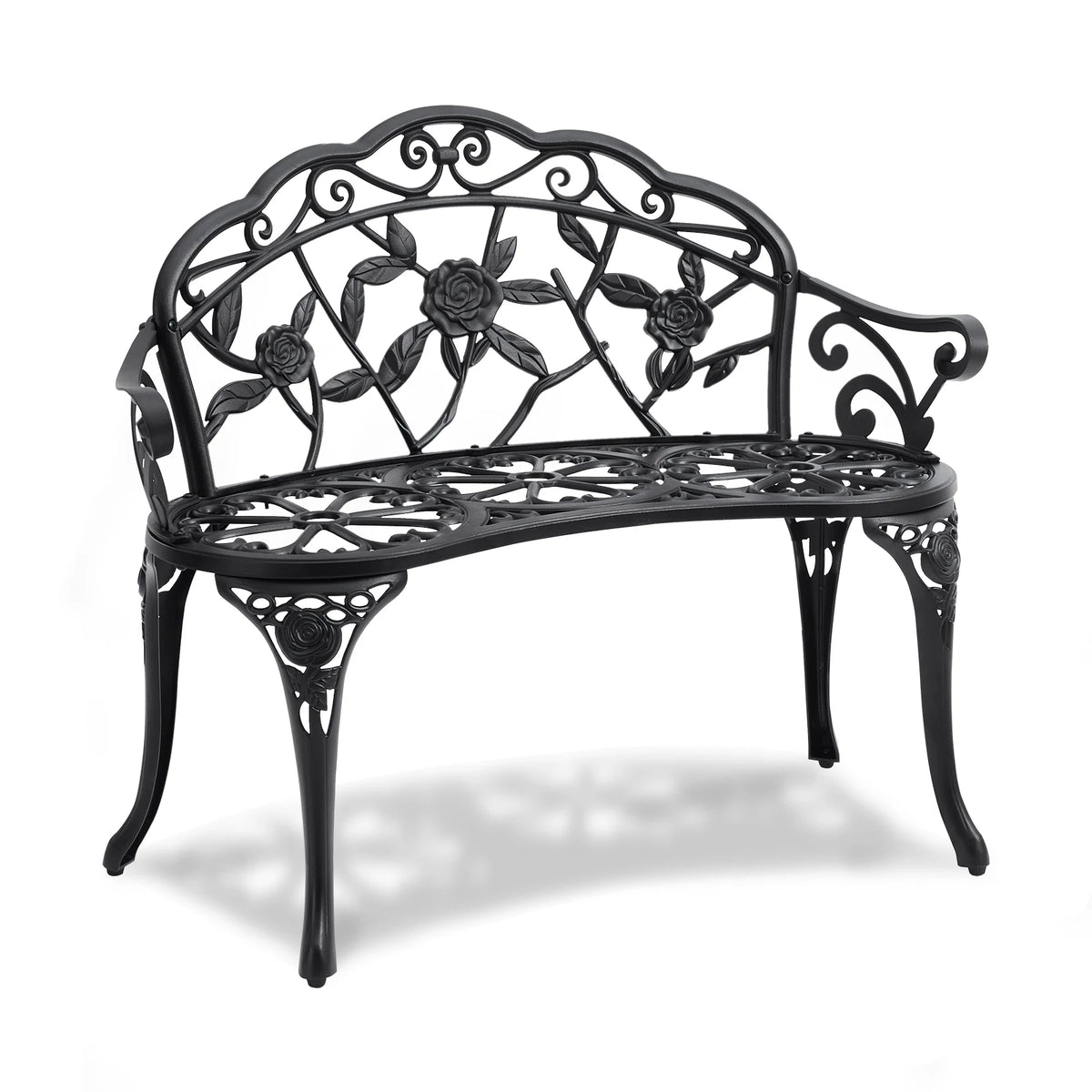 SucceBuy Wooden Outdoor Garden Bench With Sturdy Metal Patio Frame