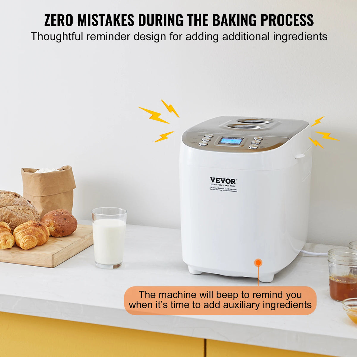 SucceBuy Automatic 15 Function Bread Maker With Nonstick Ceramic Pan