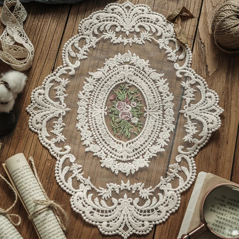 French Style Retro Lace Placemats And Coasters For Dining Table