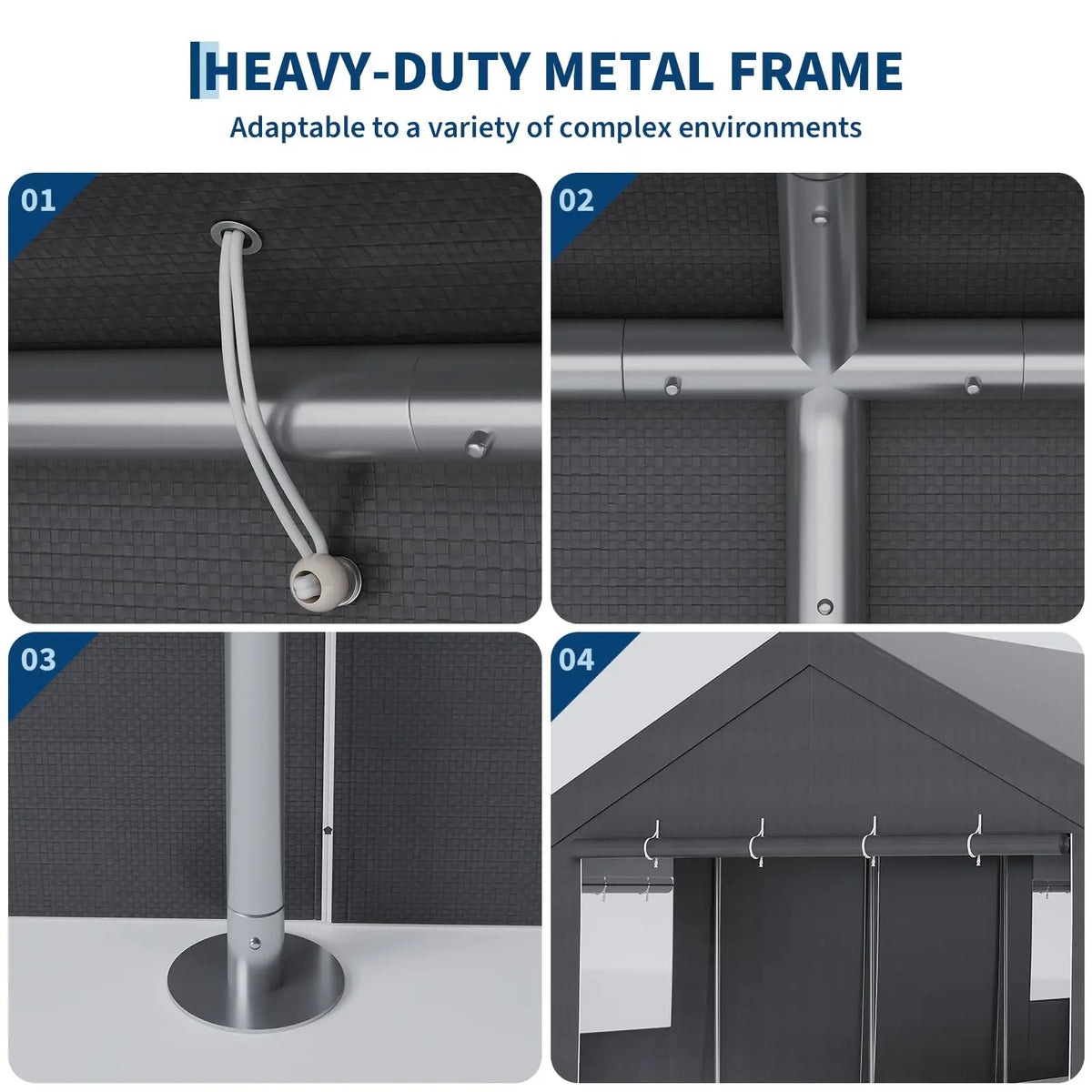 HiMiss Heavy Duty Portable Carport Canopy Shelter With Removable Sidewalls