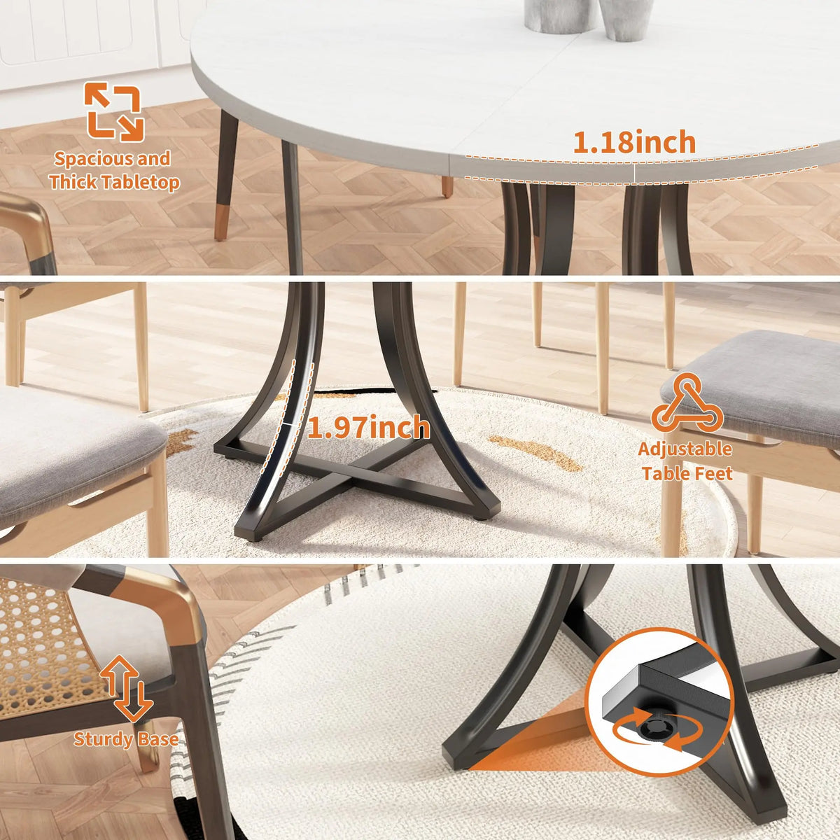 Round Dining Table With Wooden Pedestal Base For Modern Homes