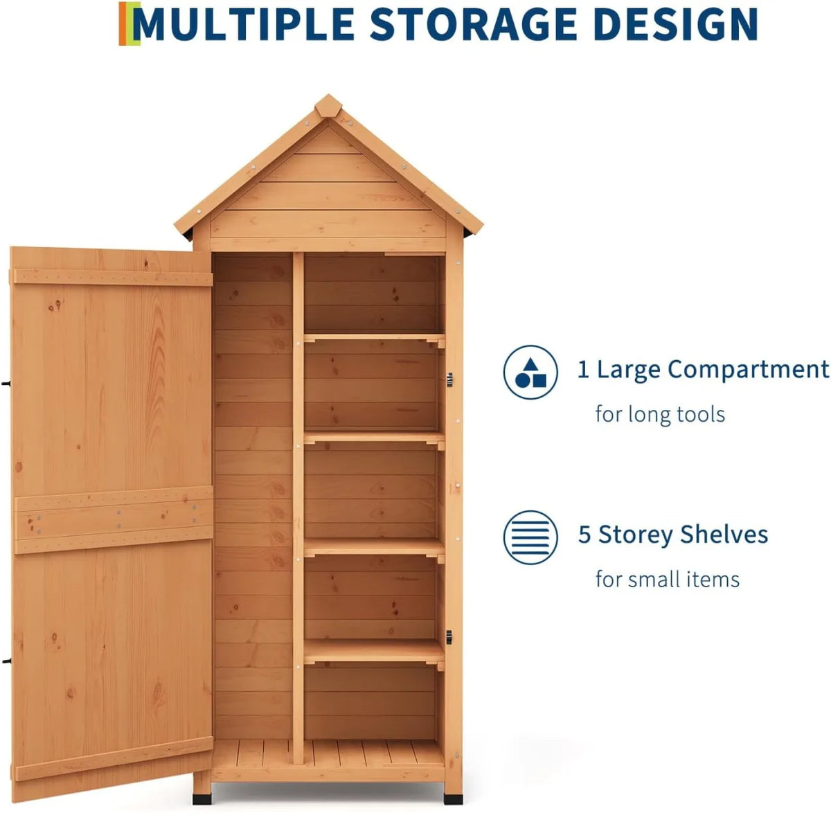 Outdoor Wooden Garden Storage Cabinet With Lockable Door And Shelves