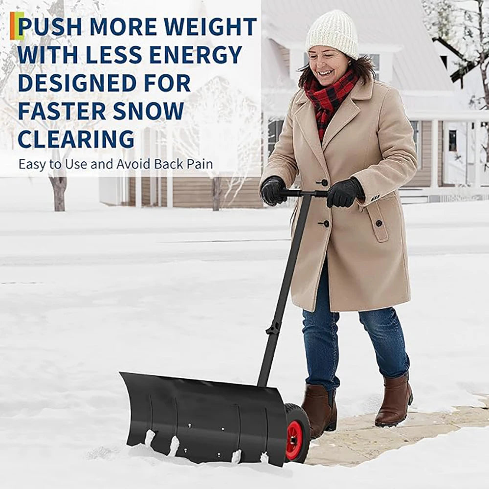 Ergonomic Heavy Duty Snow Shovel With Wheels For Driveway Removal