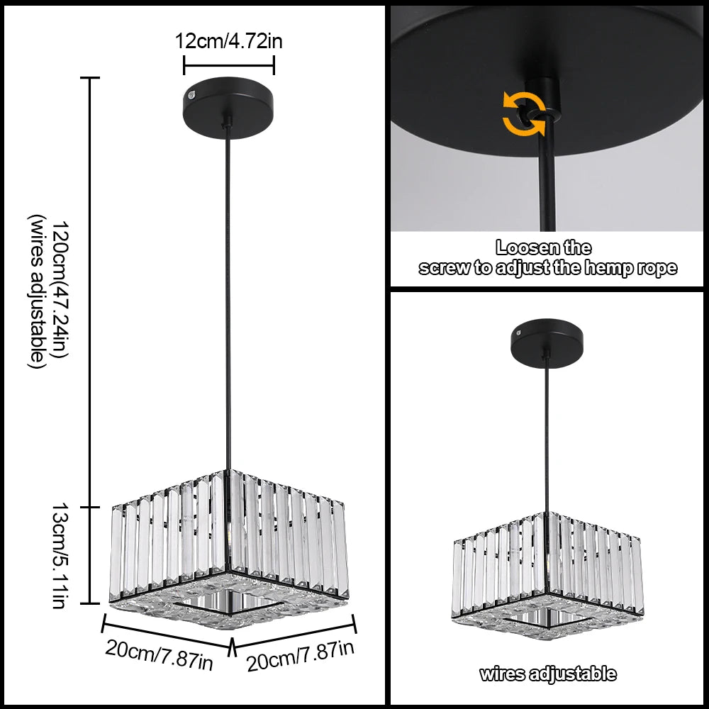 Vetrulus Modern Crystal LED Pendant Light For Dining Room Decor