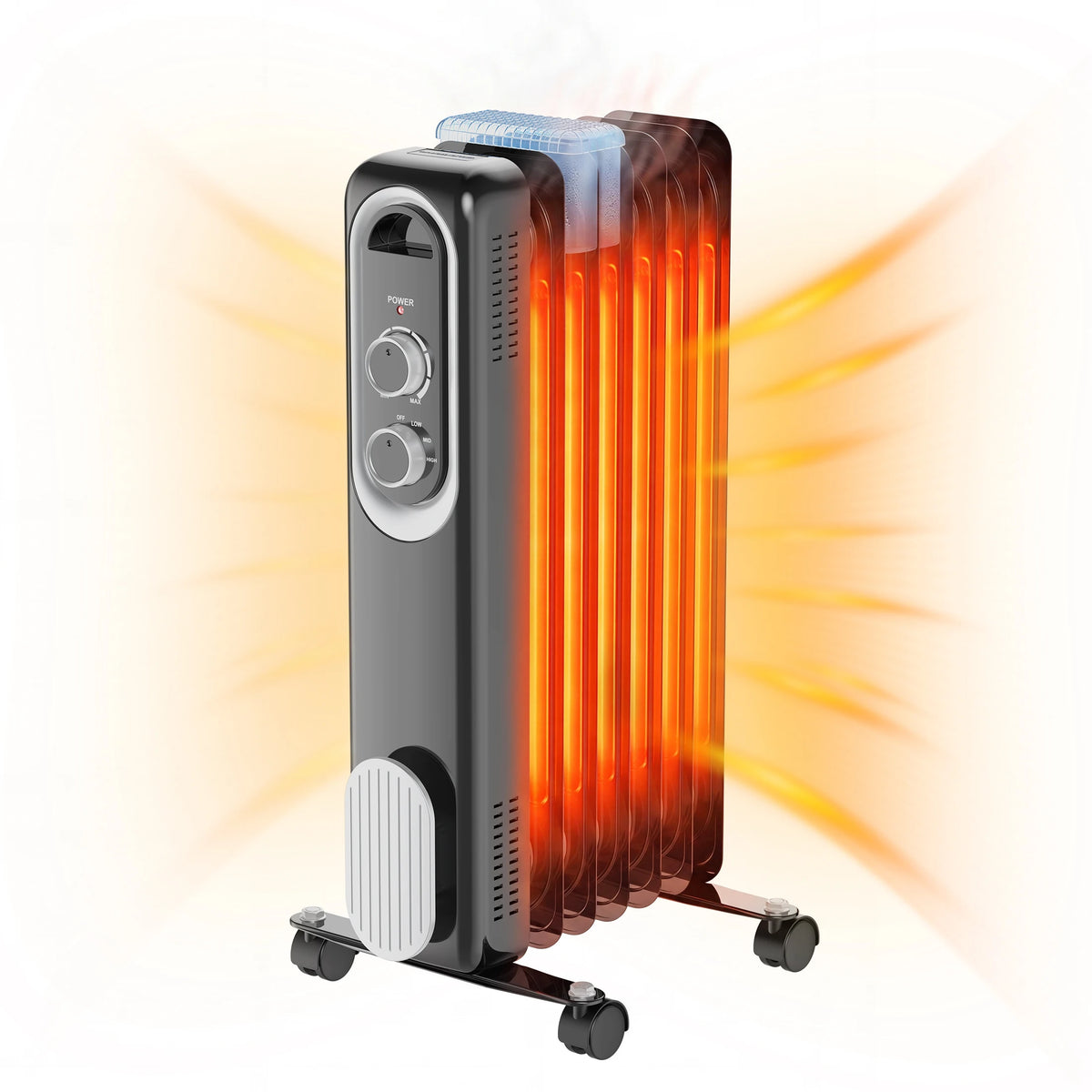 1500W Oil Filled Radiator Space Heater Indoor Portable Electric