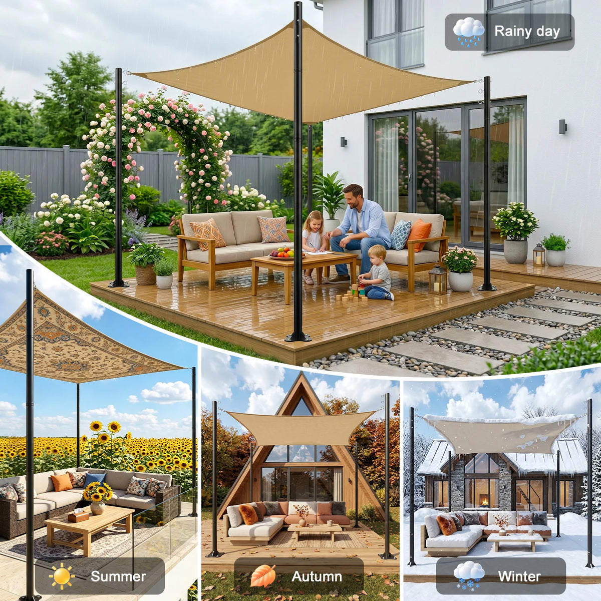Adjustable Rust Resistant Metal Shade Sail Support Posts